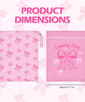 Large Waterproof Travel Laundry Bag Set with Pink Bow, 14.9 By 18.8 Inch Drawstring Pouches, illustrated dimensions shown