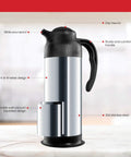 Insulated Stainless Steel Coffee Carafe Thermos 24 Oz Twin Pack With Milk Server On The Go Portable Hot Or Cold Beverage Pitcher Dispenser 3 Cup Small Design For Easy Handle Home Office Camp, featuring sturdy handle and drip-free lid.