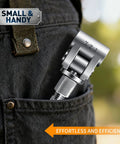 New Gen Pro Grade Door Hinge Adjustment Tool for Sagging, Sticking, and Misaligned Doors in a pocket showing its portability