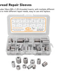 DIY Friendly Pro Grade Threaded Insert Kit With 33 Pieces M8x1.25 stainless steel in open case
