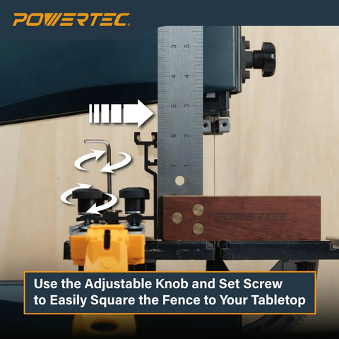 Universal 24 Inch Straight Edge Clamp And 16 Inch By Three And A Half Inch Band Saw Fence installed on bandsaw table