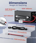 Heavy Hitter 12V 40A LiFePO4 Battery Charger, showing dimensions, 6.17 lbs weight, 14.6V output, and connection details.