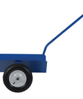 Workhorse V Groove Pipe Mover With Heavy Duty Pneumatic Wheels Built Tough For Zero Sweat Moving Of Massive Steel Pipes Anywhere On Your Next Big Project, viewed from the front showing wheel and handle.