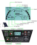 Control panel of Elite Gold Off Grid Power System 3600W Solar And Wind Pure Sine Wave Kit showing inputs and displays