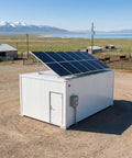 Heavy Duty Commercial Walk In Cold Storage Room Featuring Solar Cooling Panels For Meat Seafood And Food Processing from an aerial view.