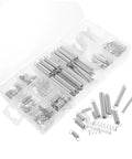 Heavy Duty Compression And Extension Spring Assortment Kit With 200 Pieces For DIY Projects Home Repairs Crafting Versatile Applications Plus Throttle Return Springs, silver steel in case