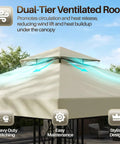 12x12 Ft Gazebo Replacement Canopy Top Double Tier Roof With UV30 Protection Water Dirt Resistant For Outdoor Use Sun Shade
