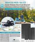 MKA 16 03 Quick Release Bracket Heavy Duty Replacement For Trolling Motors Compatible With Ulterra Terrova PowerDrive V2 Pontoon And Deckhand 40 Aluminum Black shown with accessories on a lake background