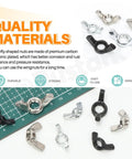 Top Notch 125PC Carbon Steel White Zinc Butterfly Wing Nuts Assortment Kit displayed on a cutting mat, showcasing various sizes.