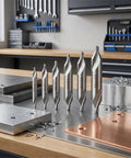 Top Shelf 7 Piece Center Drill Bit Set Crafted From Heavy Duty M2 High Speed Steel With A Sharp 60 Degree Countersink Design ideal for metalworking.