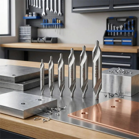 Top Shelf 7 Piece Center Drill Bit Set Crafted From Heavy Duty M2 High Speed Steel With A Sharp 60 Degree Countersink Design ideal for metalworking.