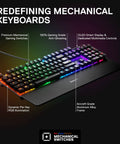Top Tier Mechanical Gaming Keyboard Featuring Integrated OLED Display USB Passthrough Media Controls Heavy Duty Aluminum Housing Tactile Clicky Blue Switches Full Spectrum RGB Lighting For Gamers, showcasing dynamic RGB illumination.