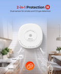 Dual Smoke And Carbon Monoxide Detector 10 Year Sealed Battery 3 Pack Home Fire Safety Alarm mounted in kitchen