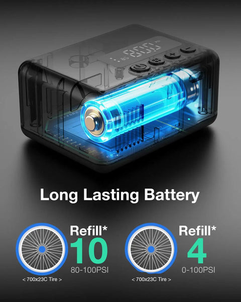 Pocket Size Electric Bike Pump With Auto Stop 130 Psi Portable Mini Tire Inflator Gauge For Presta And Schrader Valves Great For Road Mountain And E Bikes Fast Inflation On The Go