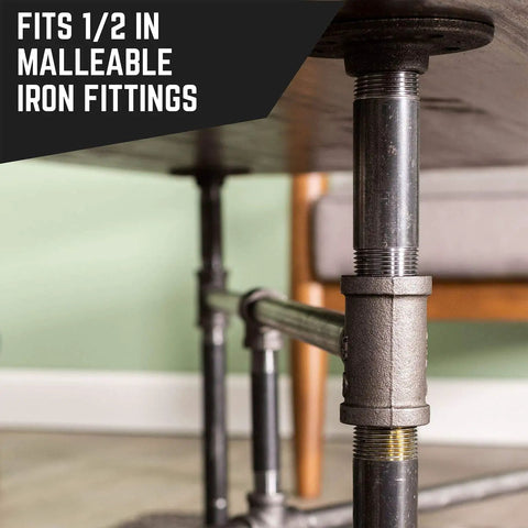 One Half Inch By One Inch Black Pipe Nipple Ten Pack Malleable Cast Iron Close Nipples for furniture with vintage look
