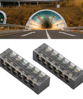 2 Pack 60A 600V Terminal Strip With Clear Cover Dual Row Screw Clamp Wire Terminal Block For Bridge Lighting And Factory Electrical Cables