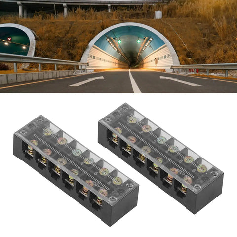 2 Pack 60A 600V Terminal Strip With Clear Cover Dual Row Screw Clamp Wire Terminal Block For Bridge Lighting And Factory Electrical Cables