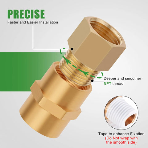 Brass Pipe Fittings Kit 5 Piece Half Inch NPT Male To Half Inch NPT Female Adapter Extensions Durable Plumbing Fittings