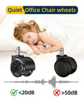 2 Inch Replacement Office Chair Caster Wheels With M10x22mm Threaded Stem 5 Pack for silent swivel next to sleeping child