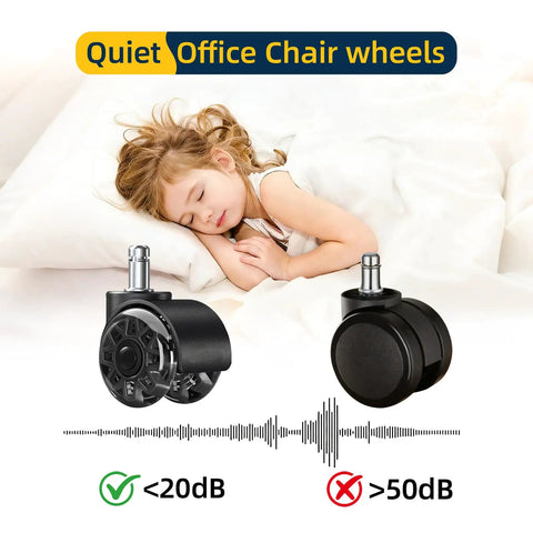 2 Inch Replacement Office Chair Caster Wheels With M10x22mm Threaded Stem 5 Pack for silent swivel next to sleeping child