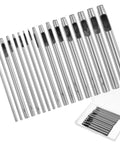 Leather Hole Punch Kit 0.5-7mm 17-Piece Round Hollow Punch Set For Belts, Watch Bands, Bags And More, displayed with storage box.