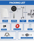 8 Inch Rain Shower Head With Handheld Spray Combo 11 Inch Angle Adjustable Extension Arm High Pressure Shower System Packing List
