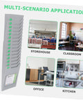 Heavy Duty Wall Mounted Card Holder Rack Boasting Top Notch Slot Layout For Offices And Warehouses shown in multi-scenario applications.