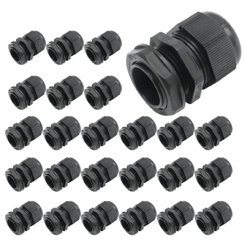 NPT Nylon Cable Gland Set IP68 Waterproof Adjustable 5 to 10mm Cable Diameter 25 Pieces for Junction Box Wire Panel 3/4 Inch Thread