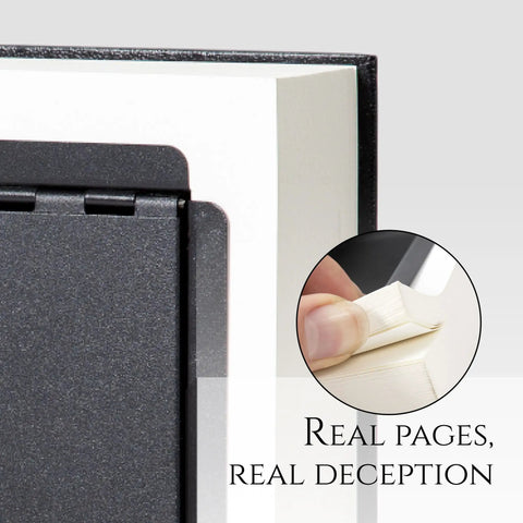 Hideaway Book Safe With Combination Lock showing real pages and concealed storage