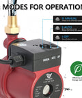 Automatic Hot Water Recirculating Pump 7 GPM 32 Ft Head Three Quarter Inch Score showing three operation modes: manual, auto, and off.