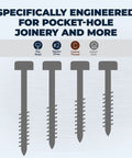 Zinc Pocket Hole Screws 1 Inch Coarse Thread Pan Head Indoor 500 Count Pack For Woodworking Cabinets Furniture Assembly