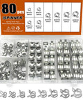 80pcs Spring Band Type Fuel And Silicone Vacuum Hose Clamps Kit 7mm To 18mm in sturdy case displayed with each size visible
