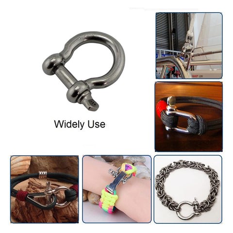 Heavy Duty D-Shackle Set Of 5 304 Stainless Steel Bow Shackles With Screw Pin Rigging Hardware 4mm, 5mm, 6mm, 8mm, 10mm For Towing, Recovery, Marine Use And Survival Bracelets