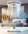 Compact 16 Inch Ceiling Fan With Lights And Remote App Control For Bedroom, reversible mode operation illustration.