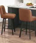 Two Swivel Bar Stools Set Of Three 26 Inch High Comfy Upholstered Barstools With Backs For Kitchen Island Modern Counter Height Chairs