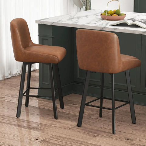 Two Swivel Bar Stools Set Of Three 26 Inch High Comfy Upholstered Barstools With Backs For Kitchen Island Modern Counter Height Chairs