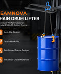 Upgraded Chain Drum Lifter 1 Ton Loading Capacity For 55 Gallon Drums With Forklift Hoist Crane Double Hooks And Chains