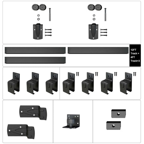 12 Ft Tough As Nails Outdoor Sliding Barn Door Hardware Kit Box Rail System With 450 Lb Capacity Black Powder Coat Components