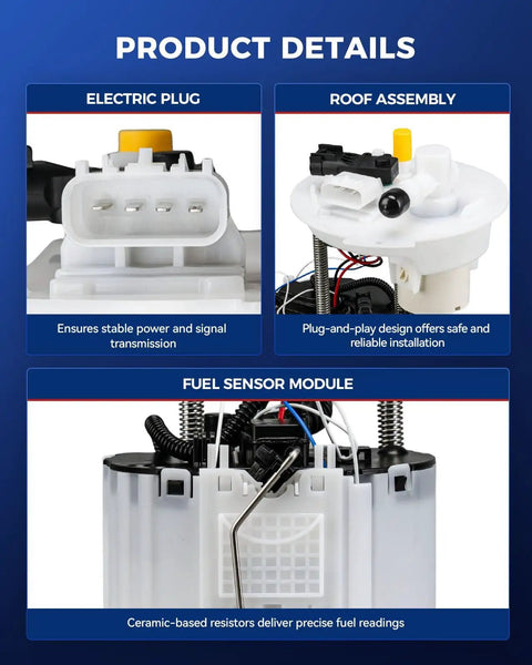 Electric Fuel Pump Assembly For 2011 To 2016 Chevrolet Cruze 1.4L Turbo connections and components for installation overview.