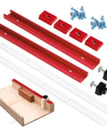 Pro Grade Table Saw Crosscut Sled Kit With 2 Aluminum T Tracks 2 UHMW Miter Bars Knobs And Bolts And 16 Screws For DIY Woodworking Red Finish