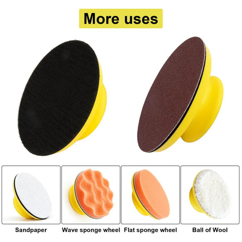 Two Pack 5 Inch Mouse Hand Sanding Block Set with hook and loop grip showing assorted sponge and wool textures