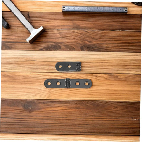 Heavy Duty Black Metal Folding Table Hinges Set 12 Pieces 76x15x2mm Round Edge 270 Degree Foldable Butt Hinges on wood surface