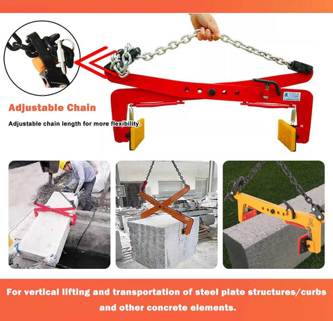 Built Like A Tank Heavy Duty Stone Lifting Clamps To Move Granite Slabs And Marble Bricks With Rock Solid Grippers Up To 1300Kg Capacity Self Locking Alloy Steel Grabber For Jobsites And Weekend Hustles with adjustable chain.
