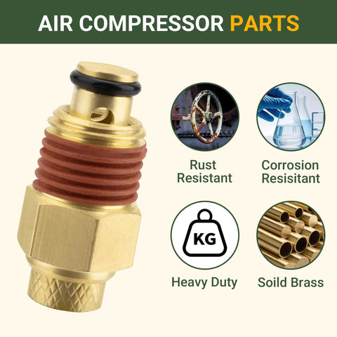 Heavy duty brass air compressor part with rust and corrosion resistance features, showcasing close-up view of durable construction.