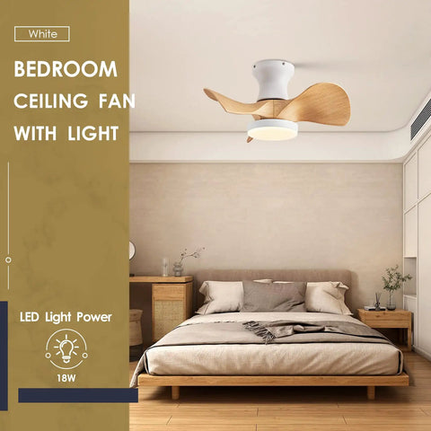Compact 20 Inch Ceiling Fan With Light And Remote Whisper Quiet DC Motor Farmhouse Vibe Flush Mount Three Reversible Blades