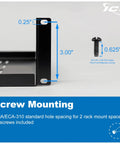 Top Shelf 2U Cantilever Rack Shelf Pair For 19 Inch Server Racks Built Different With Ventilating Steel Tray Holds Up To 50 Pounds Badass Equipment Mounting In True Black showing screw mounting details.