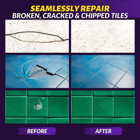 Tile And Stone Repair Kit For Fixing Cracks Chips And Scratches On Bathtubs Tiles Floors Walls And Counters With Kneadable Putty Easy To Use All In One Home Repair Solution before and after images