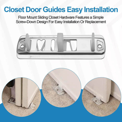 Sliding Closet Door Floor Guide Kit For 3/4 Inch To 1-3/8 Inch Doors, Adjustable Stamped Steel, White 2 Pack, Compatible With Prime-Line N 6560