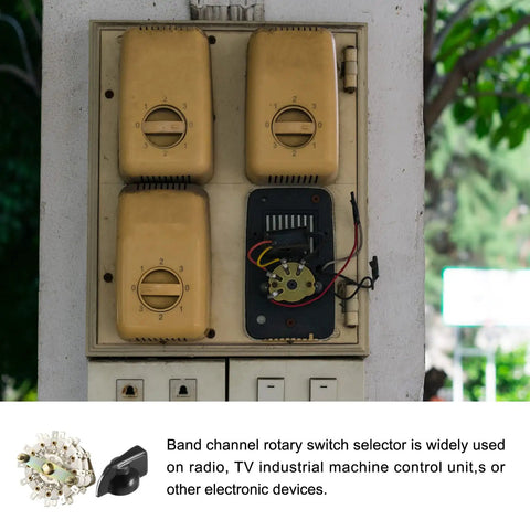 Band Selector Rotary Switch 4P5T 4 Pole 5 Position 2 Deck for Radio TV and Other Electronics, Multi Pole Multi Throw Switch, 24 Pins, Durable Mounting Holes, Easy Stackable Design, 1 Piece mounted in an electronic panel