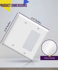 Combination Decorator Rocker And Blank Outlet Wall Plate 2 Gang Standard Size 4.50 By 4.57 Inch Durable Polycarbonate Thermoplastic UL Listed